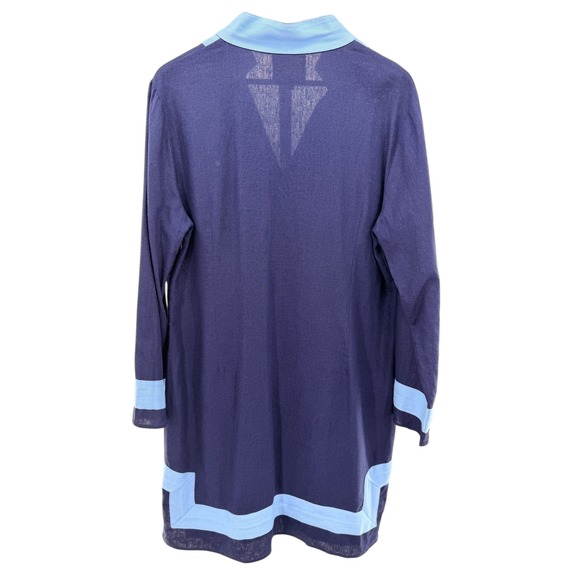 Sail to Sable STS Navy Blue Light Blue Linen Blend Tunic Shift Dress Large - Picture 7 of 7